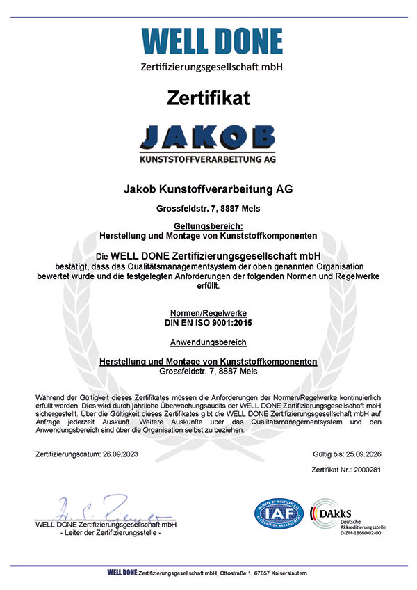 Q06 11054 Re Zertifikat ISO 9001 bis 2023